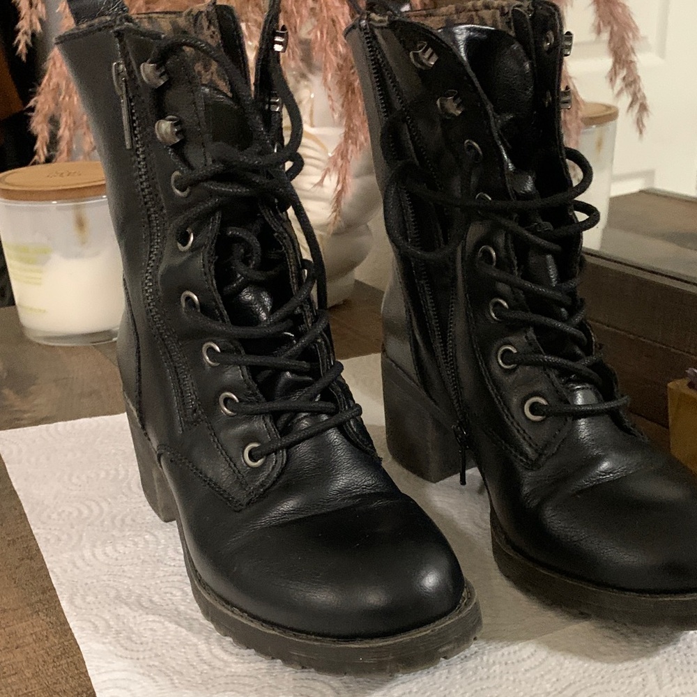 Black Lace-Up Ankle Boots